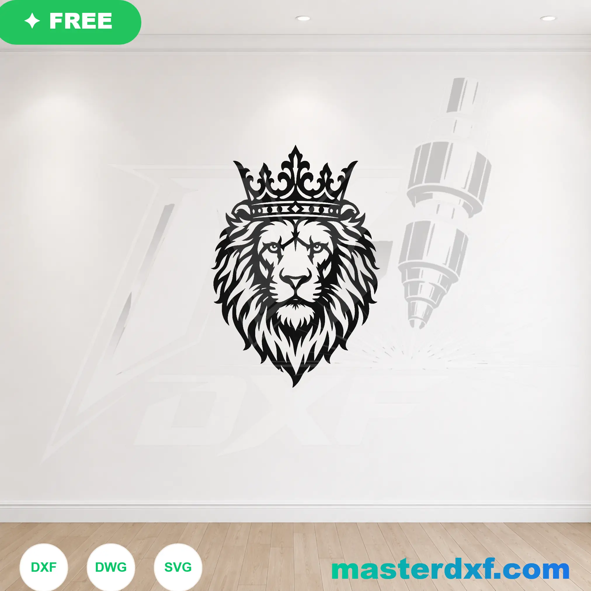 Imperial Lion King Crown Regal Silhouette Emblem DXF File — Free Download for Laser CNC Plasma